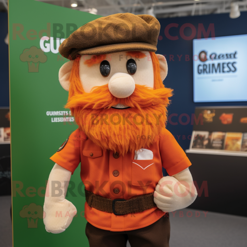 Rust Guinness mascot costume character dressed with a Polo Tee and Berets Rust Guinness mascot costume character dressed with a Polo Tee and Berets