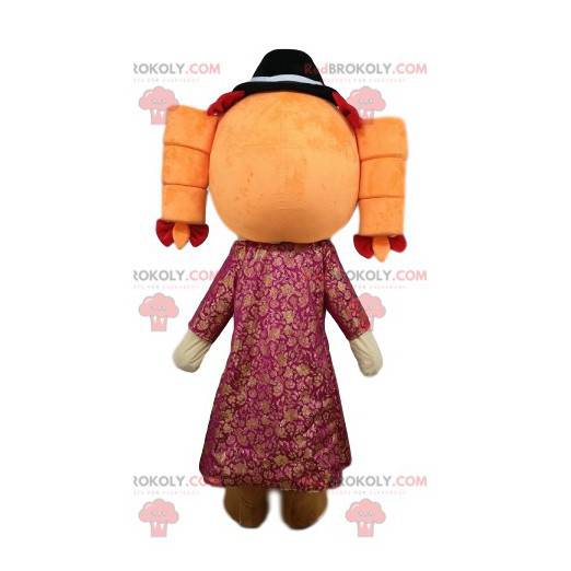 Mascote de menina com cachos ingleses - Redbrokoly.com
