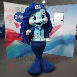 Navy Mermaid maskot drakt...