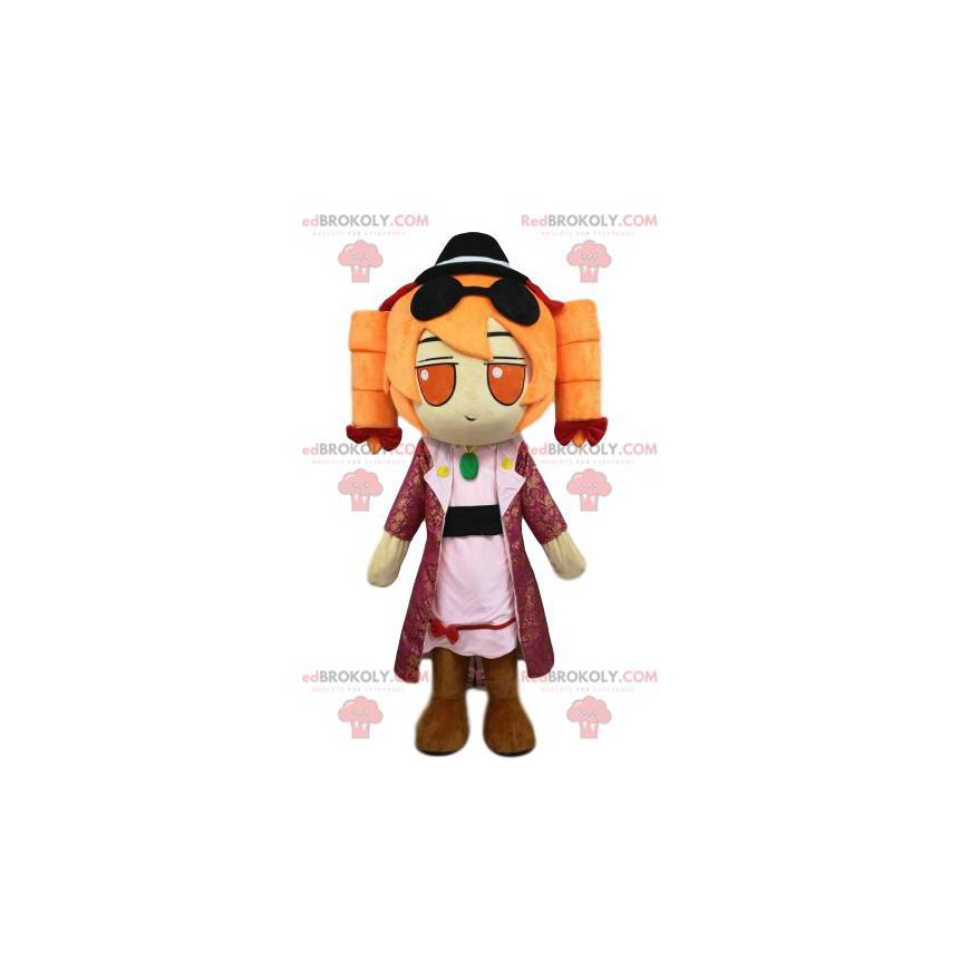 Mascote de menina com cachos ingleses - Redbrokoly.com Mascote de menina com cachos ingleses - Redbrokoly.com