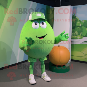 Green Melon mascot costume character dressed with a Bermuda Shorts and Cummerbunds