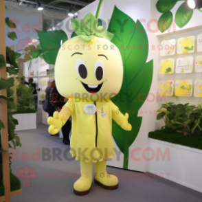 Lemon Yellow Beanstalk mascot costume character dressed with a Oxford Shirt and Keychains