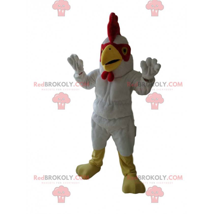 Maskot bílý kohout s nádherným červeným hřebenem - Maskot bílý kohout s nádherným červeným hřebenem -