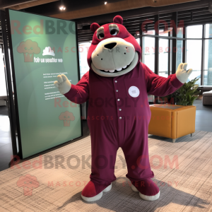 Maroon Hippopotamus maskot...