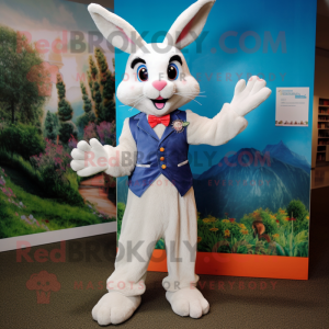 nan Rabbit mascot costume character dressed with a Blazer and Foot pads