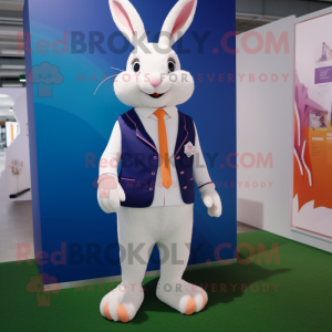 nan Rabbit mascot costume character dressed with a Blazer and Foot pads