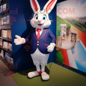 nan Rabbit mascot costume character dressed with a Blazer and Foot pads