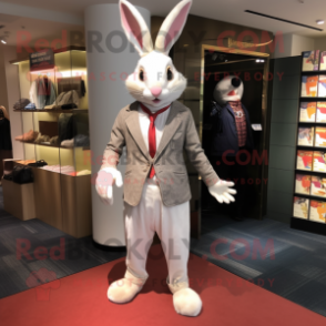 nan Rabbit mascot costume character dressed with a Blazer and Foot pads