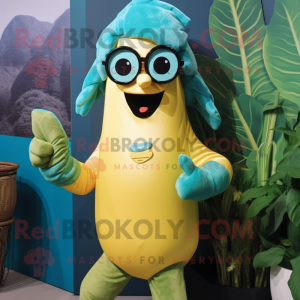 Turquoise banaan mascotte...