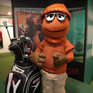 Rust Golf Bag mascot costume character dressed with a Sweater and Bracelets