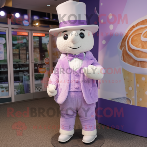 Lavender Ice Cream mascot costume character dressed with a Waistcoat and Hats