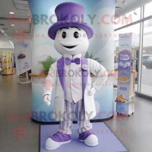 Lavender Ice Cream mascot costume character dressed with a Waistcoat and Hats