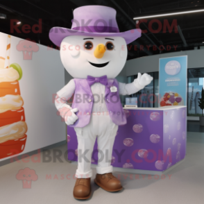 Lavender Ice Cream mascot costume character dressed with a Waistcoat and Hats