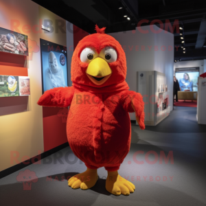 Red Canary mascot costume character dressed with a Romper and Wraps