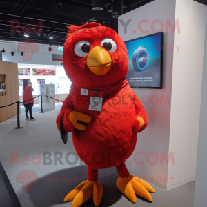 Red Canary mascot costume character dressed with a Romper and Wraps