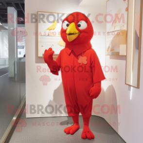 Red Canary mascot costume character dressed with a Romper and Wraps