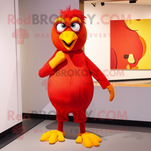 Red Canary mascot costume character dressed with a Romper and Wraps