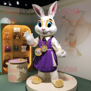 nan Rabbit mascot costume character dressed with a Sheath Dress and Coin purses