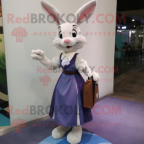 nan Rabbit mascot costume character dressed with a Sheath Dress and Coin purses