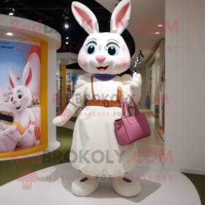 nan Rabbit mascot costume character dressed with a Sheath Dress and Coin purses