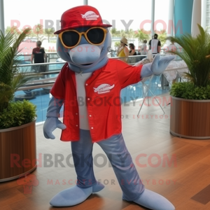 Red Dolphin maskot kostume...