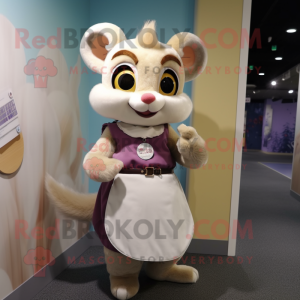 nan Dormouse mascot costume character dressed with a Skirt and Keychains