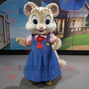 nan Dormouse mascot costume character dressed with a Skirt and Keychains