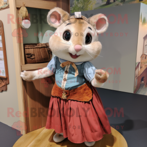 nan Dormouse mascot costume character dressed with a Skirt and Keychains