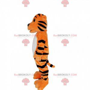 Orange and black tiger mascot with sparkling eyes -