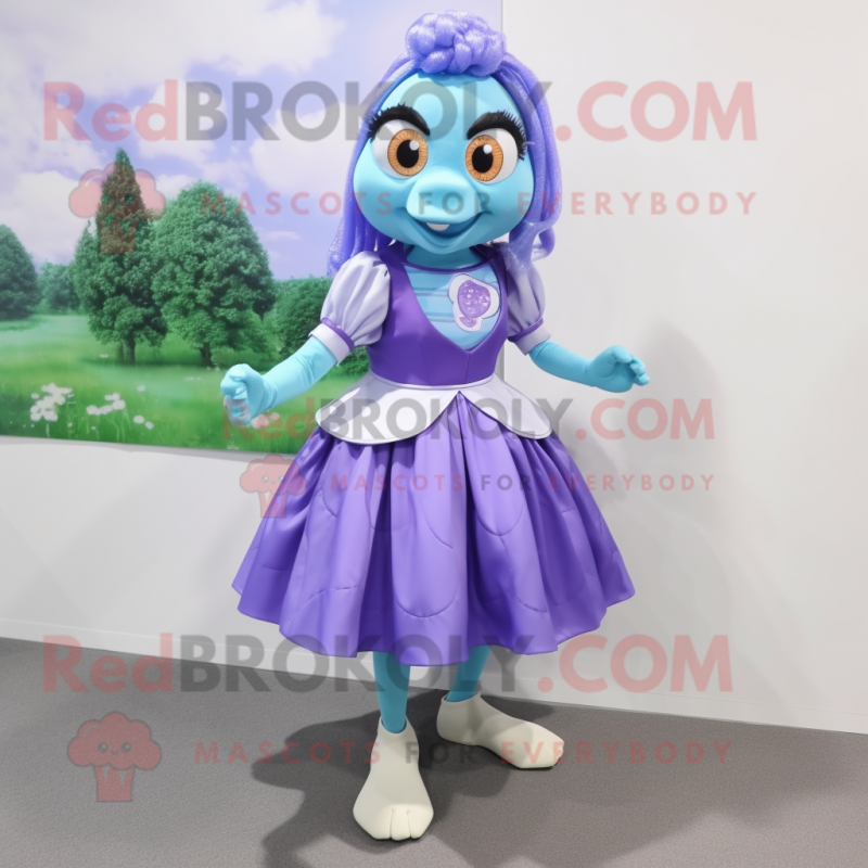 Lavender Turtle mascot costume character dressed with a Pencil Skirt and Hair clips