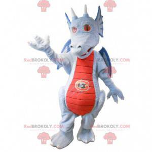 Mascotte drago grigio rosso e blu - Redbrokoly.com