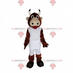 Brun ko maskot med vit sportkläder - Redbrokoly.com