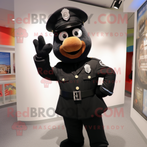 Black Police Officer mascot costume character dressed with a Coat and Tie pins