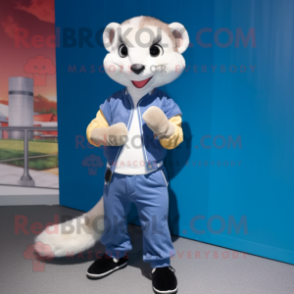 nan Ferret mascot costume character dressed with a Jeggings and Cummerbunds