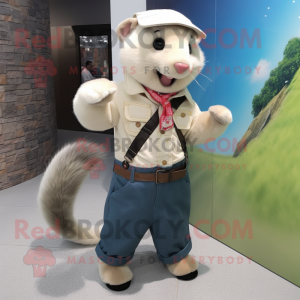 nan Ferret mascot costume character dressed with a Jeggings and Cummerbunds