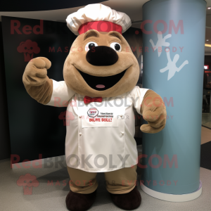 Tan Beef Wellington mascot costume character dressed with a Henley Tee and Gloves