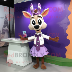 Lavender Reindeer mascot costume character dressed with a Pencil Skirt and Bow ties