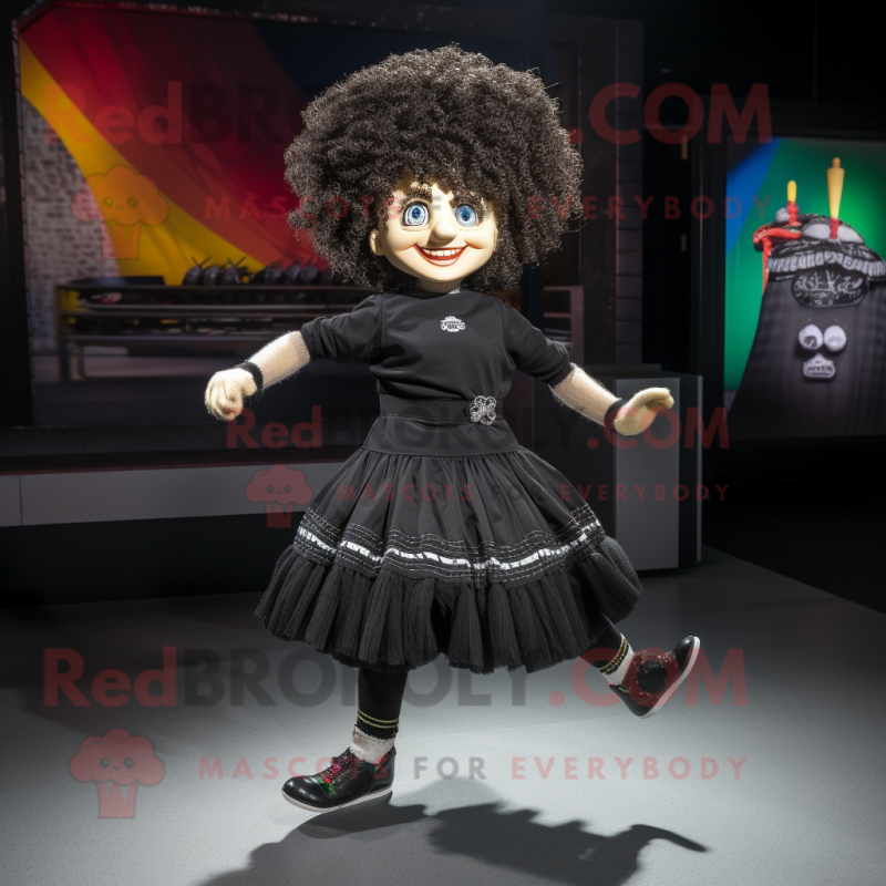 Black Irish Dancing Shoes mascot costume character dressed with a Culottes and Bracelets