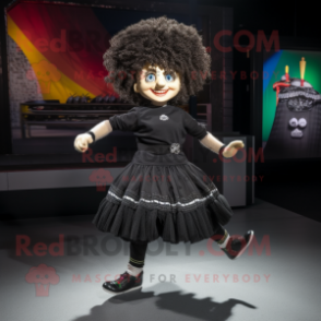 Black Irish Dancing Shoes mascot costume character dressed with a Culottes and Bracelets