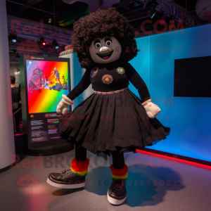 Black Irish Dancing Shoes mascot costume character dressed with a Culottes and Bracelets