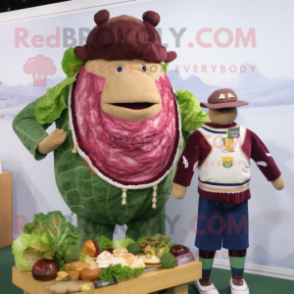 Navy Corned Beef And Cabbage mascot costume character dressed with a Sweater and Necklaces