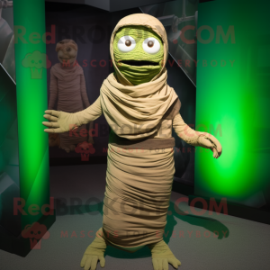 Grøn Mumie maskot kostume...