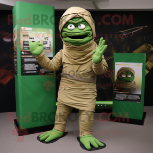 Grøn Mumie maskot kostume...