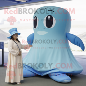 Tan Blue Whale maskot drakt...