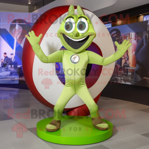 Olive Acrobat mascot costume character dressed with a Leggings and Rings