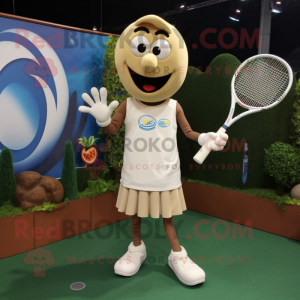 Beige tennisketcher maskot...