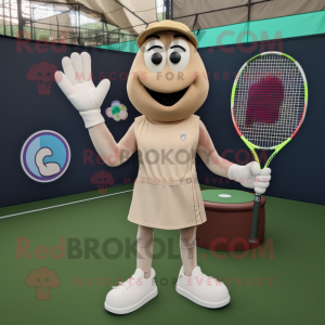 Beige tennisketcher maskot...