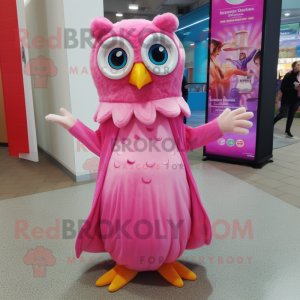 Pink Owl maskot kostume...
