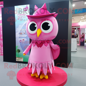 Pink Owl maskot kostume...