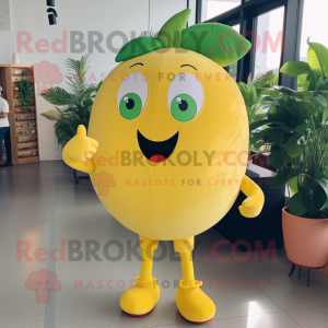 Lemon Yellow Tomato mascot costume character dressed with a Romper and Earrings